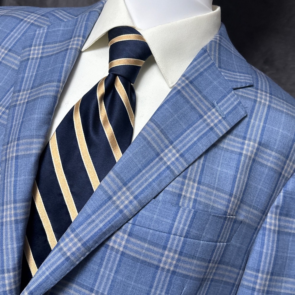 Paul Betenly Sport Coat 42R Blue Plaid Wool Filarte J-Sandro Blazer Jacket